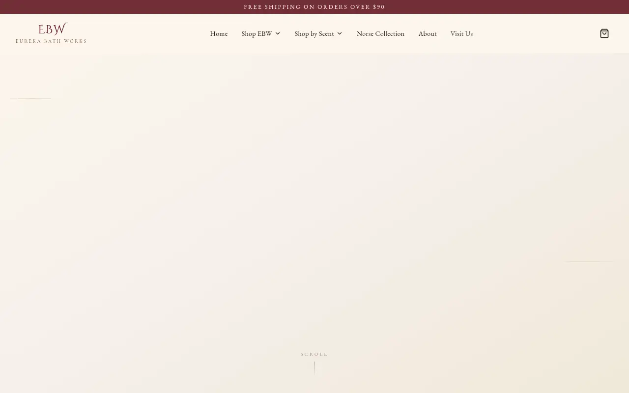 Homepage screenshot of Eureka Bath Works | Artisan Bath &amp; Body Products, Demos & Portfolio site