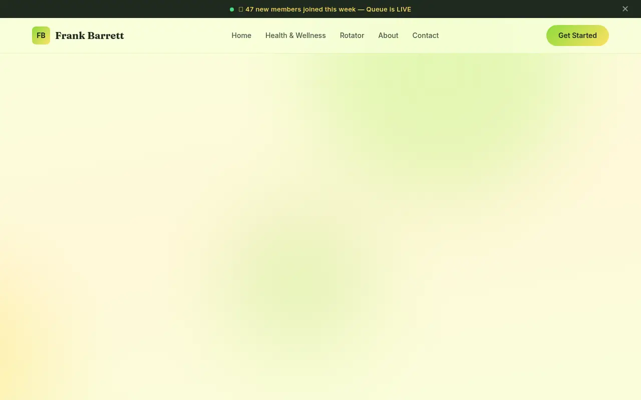 Homepage screenshot of Frank Barrett &middot; Natural Health &amp; Fair Business &middot; NWA, Demos & Portfolio site