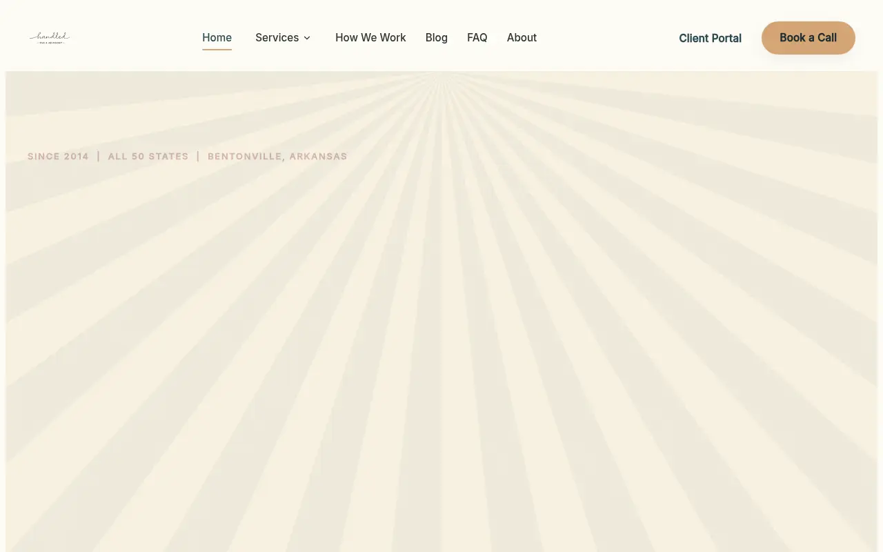 Homepage screenshot of Handled Tax &amp; Advisory | Support. Beyond the Season., Tax & Accounting site
