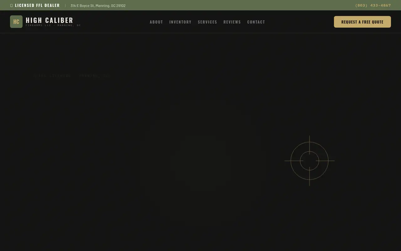 Homepage screenshot of High Caliber, Demos & Portfolio site