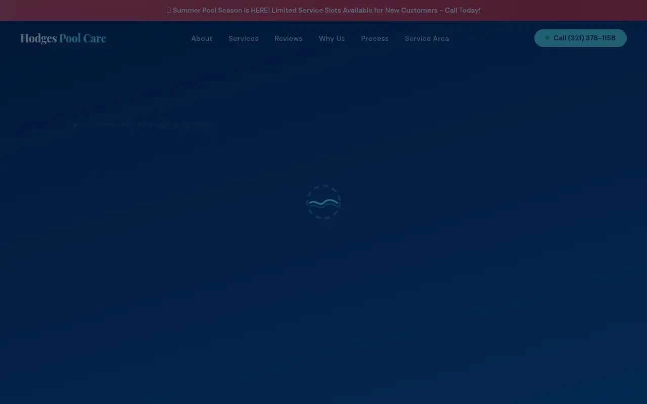 Homepage screenshot of Hodges Pool Care LLC | Brevard & Indian River County Pool Service, Demos & Portfolio site